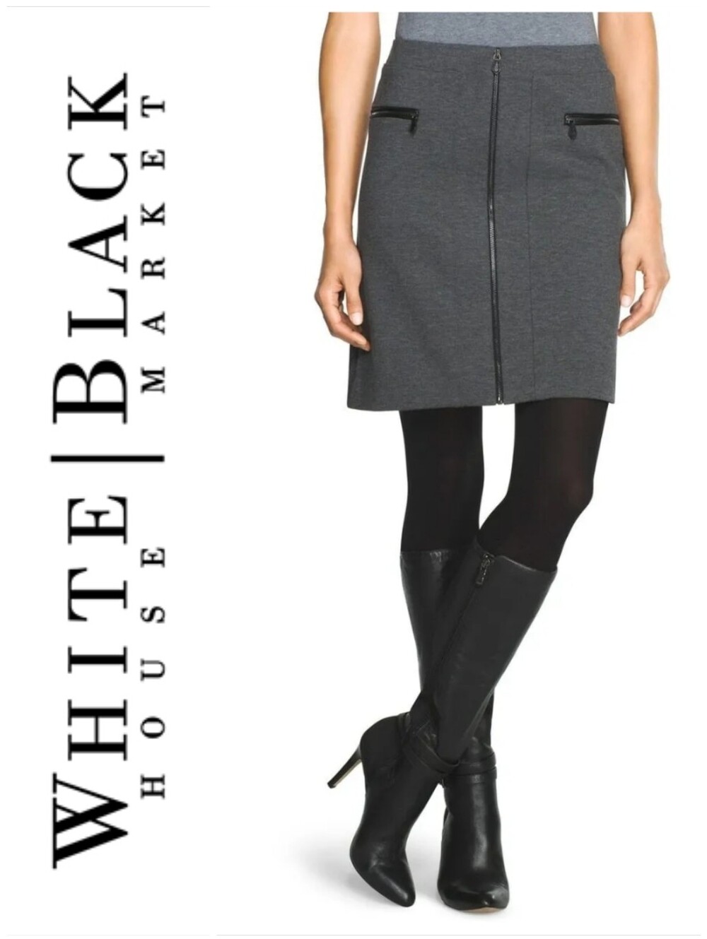 Charcoal Ponte Miniskirt
